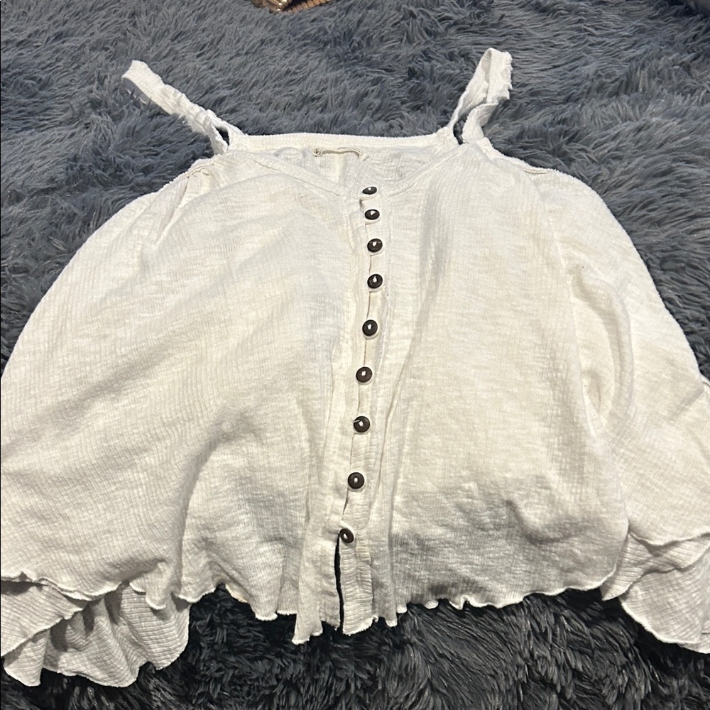 Free People White Button-Down Blouse